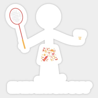 Funny Mens Badminton Guy Sports Illustration Sticker